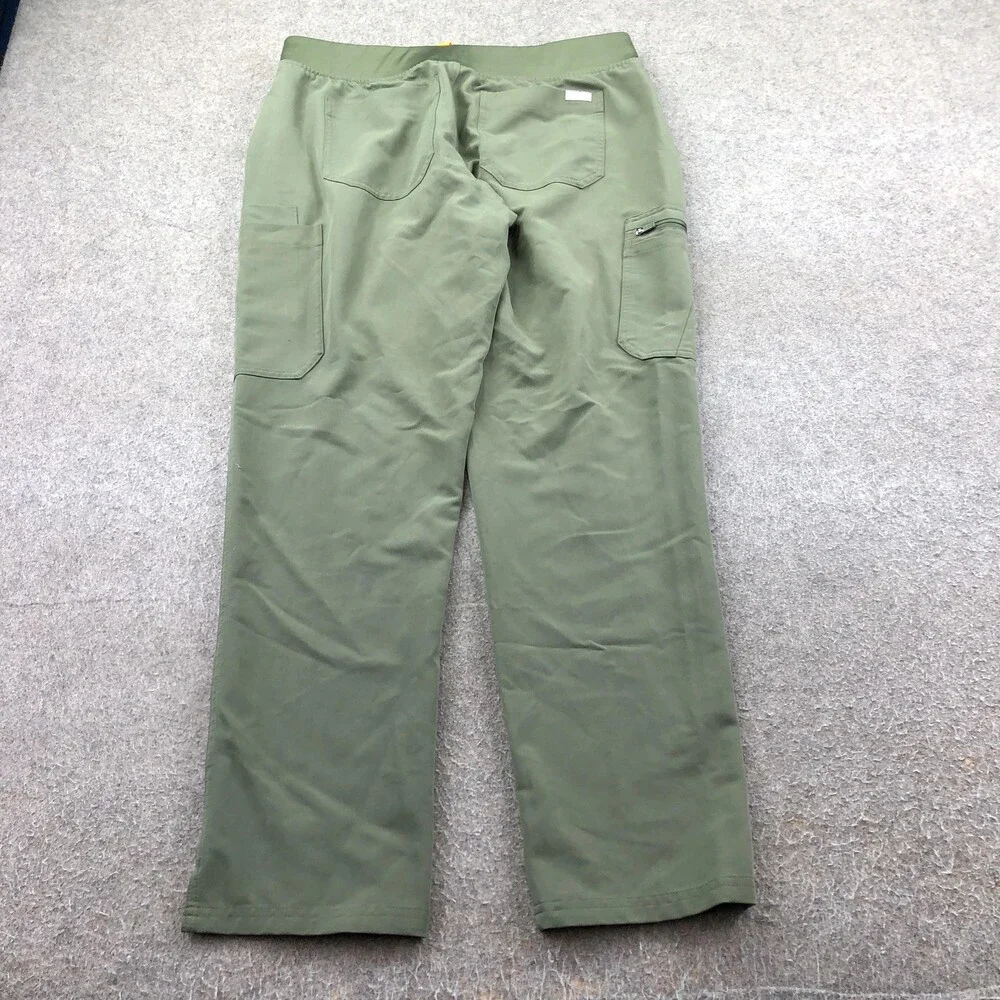 FIGS Scrub Pants Mens Large Green Straight Leg Drawstring Cargo Pockets Medical